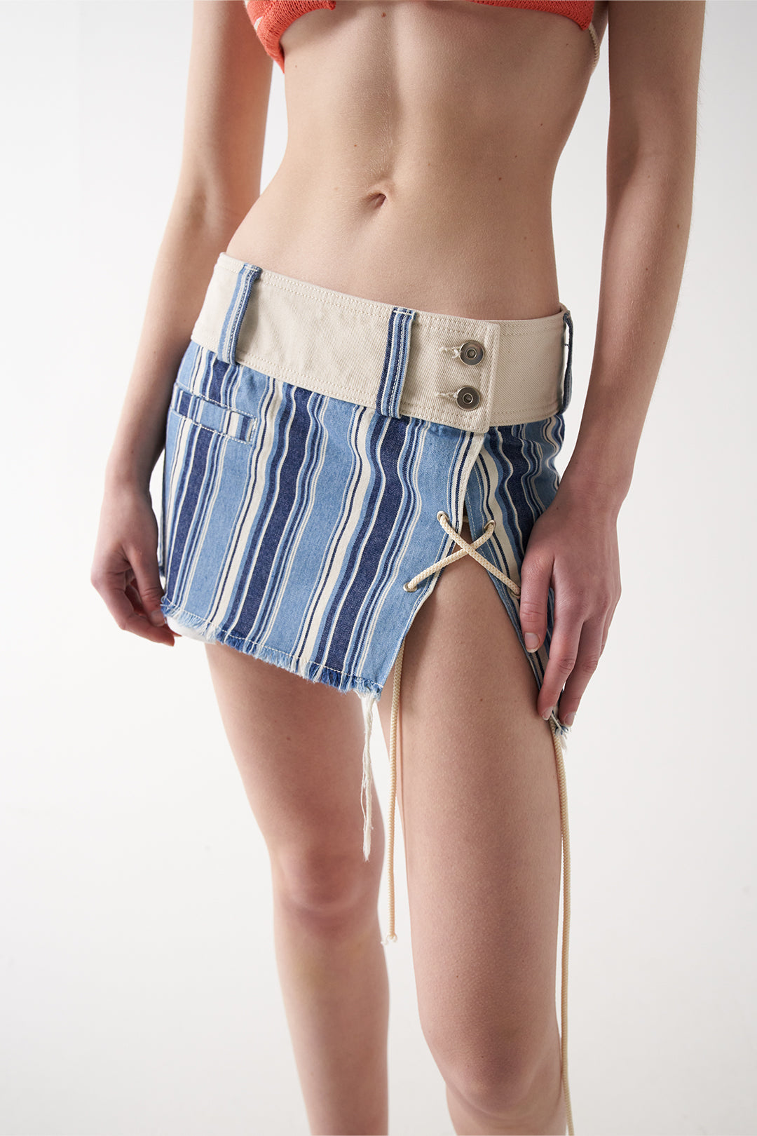 Santorini denim mini-skirt