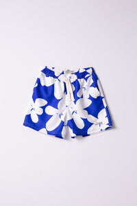 Blue floral printed swim short
